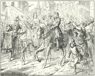 Erzherzog Maximilian, der zukünftige Heilige Römische Kaiser Maximilian I., mit seiner Braut, Maria von Burgund, in Gent
