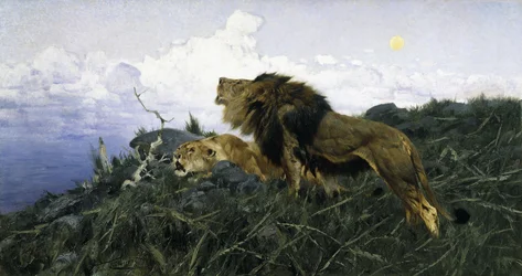 Löwen in der Dämmerung