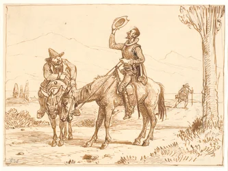Don Quixote betrachtet seinen Helm