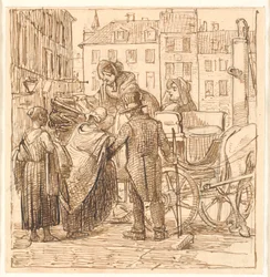 Die Damen steigen auf dem Hanserplatz in den Wagen
