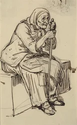Sitzende alte Frau