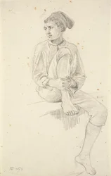 Sitzender junger Fischer