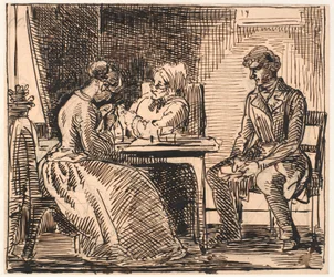 Entwurf zu "Bild des Alltagslebens" (Besuch des Freiers)