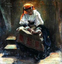 Mädchen mit einem Buch, ca. 1900