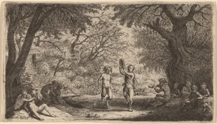 Bacchanal mit einem tanzenden Paar im Zentrum