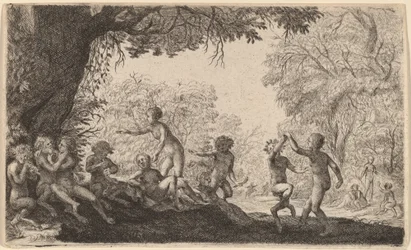 Bacchanal mit einem tanzenden Paar rechts