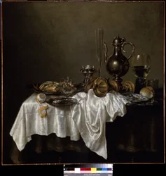 Frühstück mit einem Hummer. Stillleben. Gemälde von Willem Claesz Heda (1594-1680)