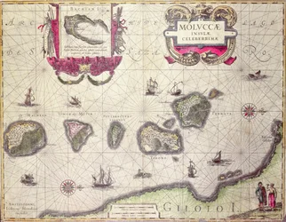 Karte der Molukken, gestochen von Jodocus Hondius, 1630