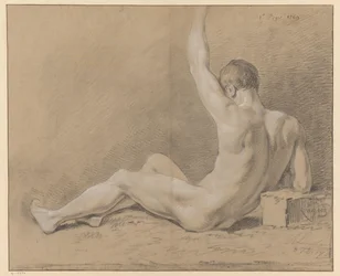 Sitzender männlicher Akt, von hinten gesehen (1. Preis 1769)