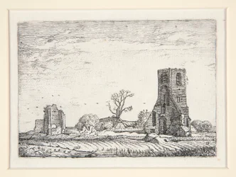 Ruinen einer Kirche (Kapelle von Eykenduynen bei Den Haag), Platte 10 aus der Serie Die Landschaften