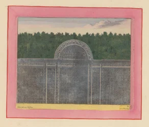 Laubengang mit halbrunder Nische für eine Hecke in den Gärten von Versailles