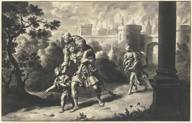 Aeneas rettet Anchises aus dem brennenden Troja