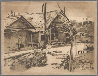 Pisangboom in de kampong, Buitenzorg