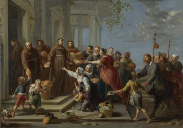 Der heilige Antonius von Padua verteilt Brot