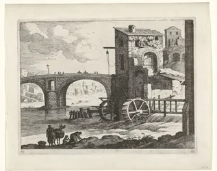 Brücke und Wassermühle