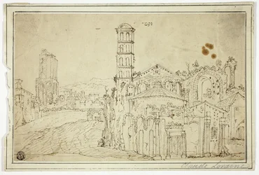 Ansicht in Rom: Torre della Melisa, Ruinen einer frühchristlichen Kirche