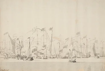 Flussfest auf der Y in Amsterdam zu Ehren des Prinzen von Oranien, 5./15. Juni 1660, ca. 1675