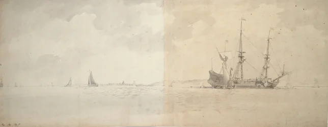 Ein niederländisches Kriegsschiff vor Anker, ca. 1666 (Graphit)