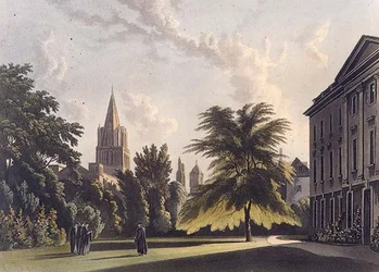 Außenansicht des Corpus Christi College und der Christ Church Cathedral, Illustration aus der 