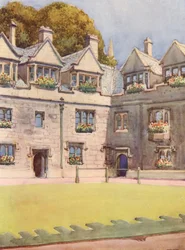 Vorderer Innenhof des Brasenose College, im Hintergrund die berühmte Rosskastanie bekannt als Heber