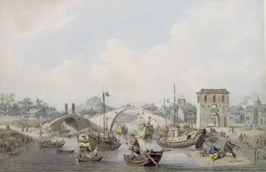 Boote auf dem Fluss bei Suchow, China