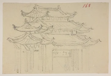 168 Tempel, aus einem Album von 372 Zeichnungen von Landschaften, Küstenlinien, Kostümen und Alltagsleben während der Botschaft von Lord Macartney an den Kaiser von China, zwischen 1792 und 1794