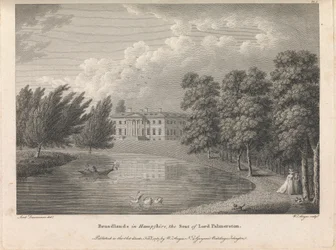 Broadlands in Hampshire, der Sitz von Lord Palmerston (veröffentlicht von W. Angus), Platte 1; Seite 42 (Band Eins)