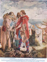 Egfrith bietet Cuthbert das Bistum Hexham an, 678, Illustration aus 