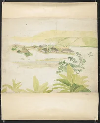 Aquarellzeichnung des Lucky Valley Estate, Clarendon, Jamaika