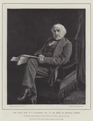 Der ehrenwerte W. E. Gladstone, MP, in seinem Zimmer in der Downing Street