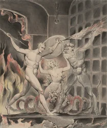Illustration 2 zu Miltons „Das verlorene Paradies“: Satan, Sünde und Tod: Satan kommt zu den Toren der Hölle, 1807