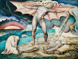 Satan schlägt Hiob mit bösen Geschwüren