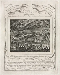 Das Buch Hiob: Pl. 11, Mit Träumen auf meinem Bett erschreckst du mich und ängstigst mich..., 1825