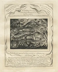 Das Buch Hiob: Pl. 11, Mit Träumen auf meinem Bett erschreckst du mich und ängstigst mich..., 1825