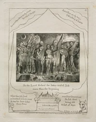 Das Buch Hiob: Pl. 21, So segnete der Herr das Ende Hiobs mehr als das, 1825