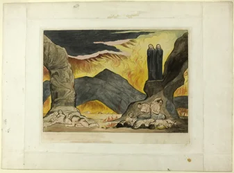Der Kreis der Fälscher: Dante und Virgil bedecken ihre Nasen wegen des Gestanks. Inferno, Gesang XXIX