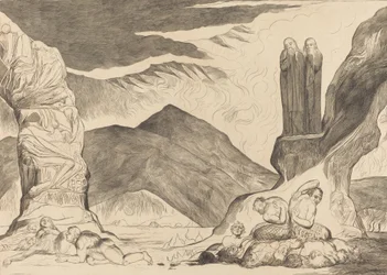 Der Kreis der Fälscher: Dante und Virgil halten sich die Nase wegen des Gestanks zu