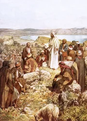 Christus predigt seinen Jüngern und anderen