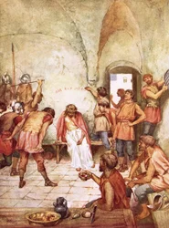 Jesus verspottet von römischen Soldaten