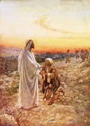 Jesus mit dem einen Aussätzigen, der zurückkehrte, um zu danken