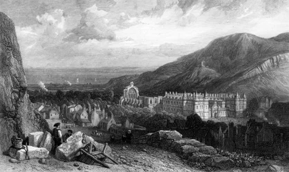 Holyrood vom Calton-Hill, graviert von William Miller, 1842