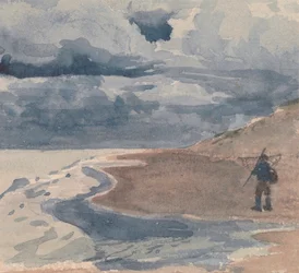 Landschaft mit Mann am Strand