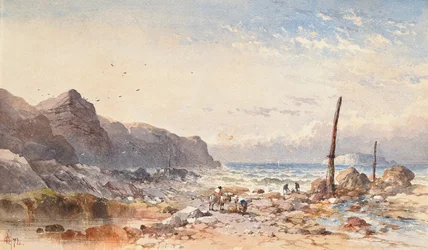 Ein windiger Tag mit Fischern am Strand, 1874