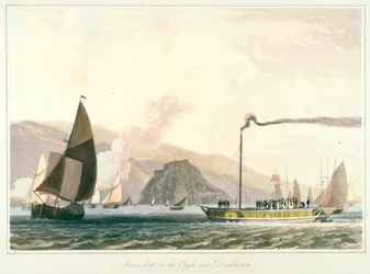 Dampfschiff auf dem Clyde bei Dumbarton, um 1814