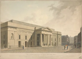 Ansicht der Ostfassade des neuen Theatre Royal Covent Garden