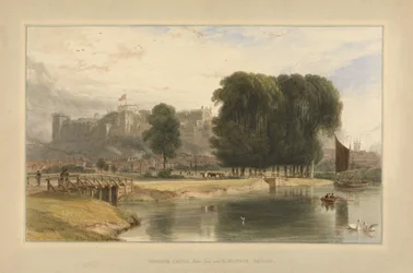 Windsor Castle, von nahe Brocas Meadows, 1827