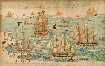 Ein Blick auf die Kriegsschiffe auf Entdeckungsreise nach Grönland
