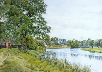 Auf der Ouse bei Hemingford Grey, mit dem Herrenhaus in der Ferne