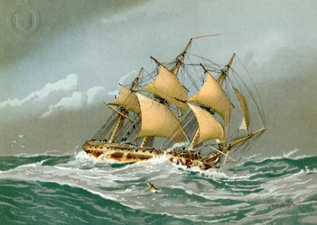 Eine königliche Marine-Fregatte mit 28 Kanonen, um 1794 um 1890-1893