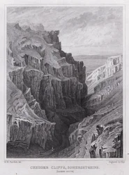 Chedder Cliffs, Somersetshire, Blick nach Süden (Gravur)